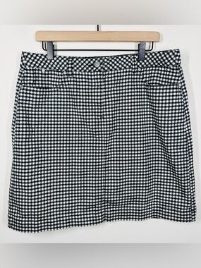 Talbots Gingham Check Stretch Denim Skirt Size 12 Preppy Classic Country Club